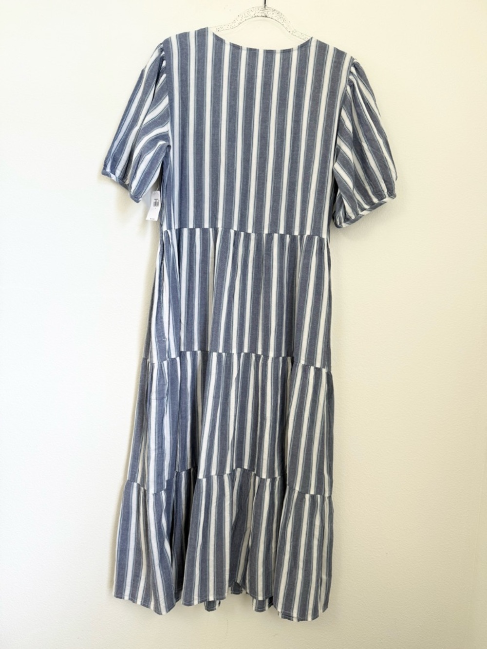 Old Navy Puff-sleeve Tiered Striped Midi Swing Dress Size L NWT - Picture 7 of 10